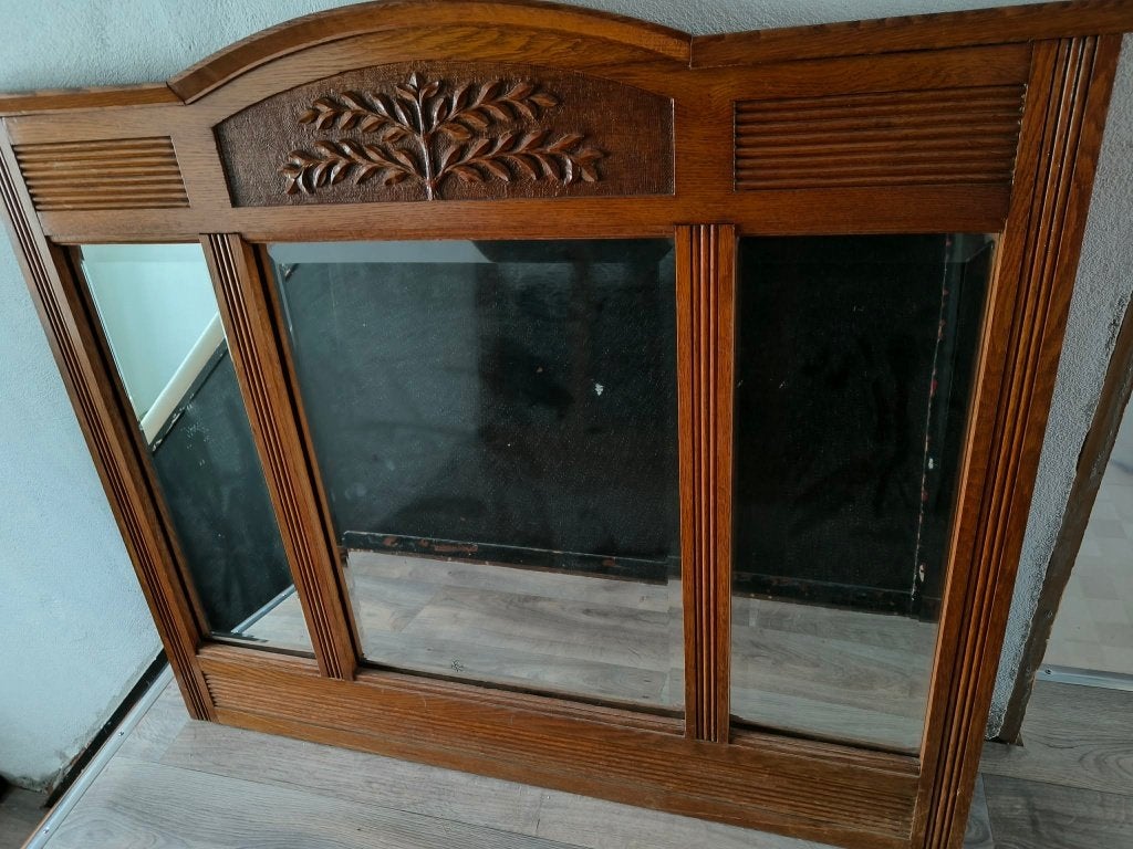 Miroir ancien en bois, triptyque, Enlèvement, Autres formes, 100 à 150 cm, 100 à 150 cm