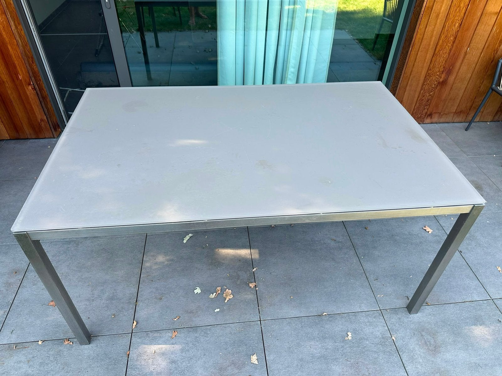 Tuintafel met glazen blad, Ophalen, Gebruikt, Rechthoekig