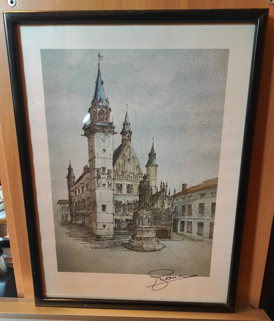 Schilderij - Aalst, Ophalen of Verzenden, Stads- / dorpsgezicht