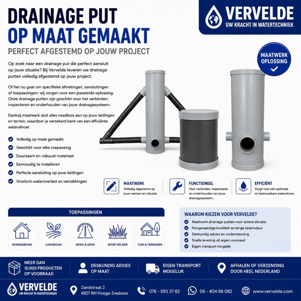 Drainageput op Maat, Doe-het-zelf en Bouw, Buizen en Afvoer, PVC, Nieuw, 80 mm of meer, 4 tot 6 meter