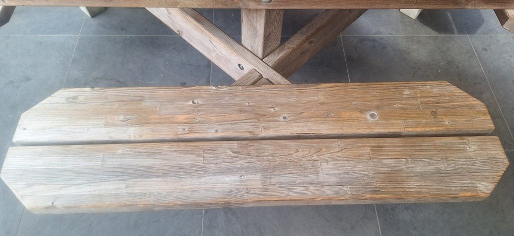 Tuintafel met vaste banken, Tuin en Terras, Tuintafels, Ophalen, Gebruikt, Vierkant, Hout