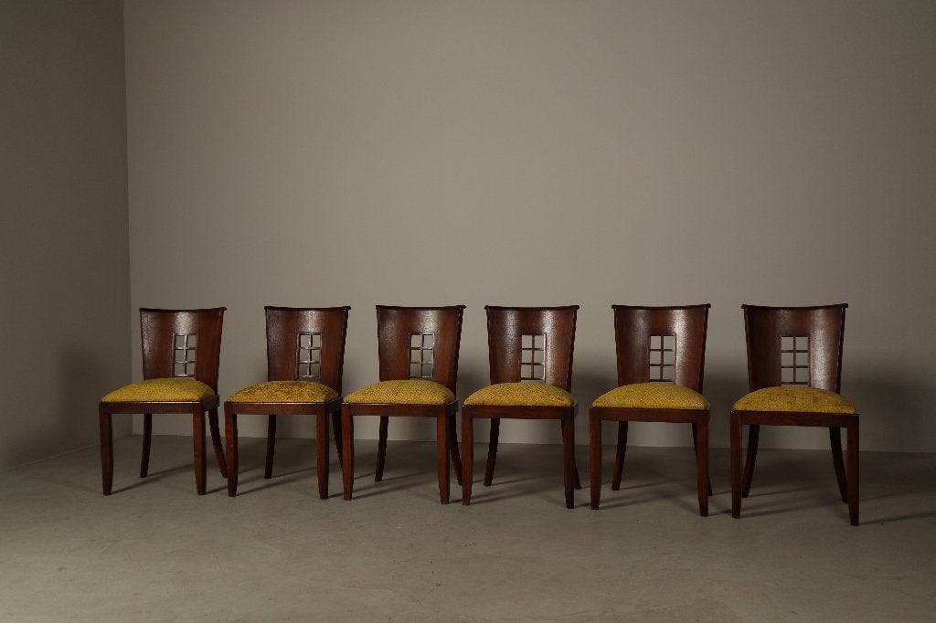 Set of six late Art Deco dining chairs, circa 1930, Antiek en Kunst, Ophalen