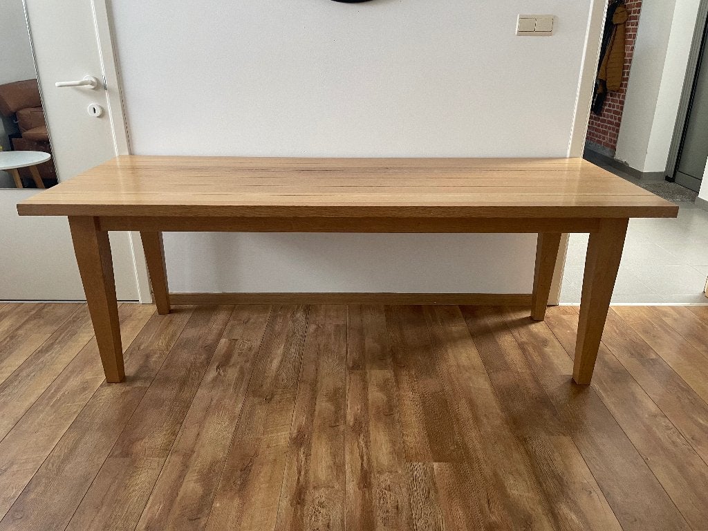 Table en bois (cuisine/salon) 210x80 avec 6 chaises, Enlèvement, Utilisé, 50 à 100 cm, Rectangulaire