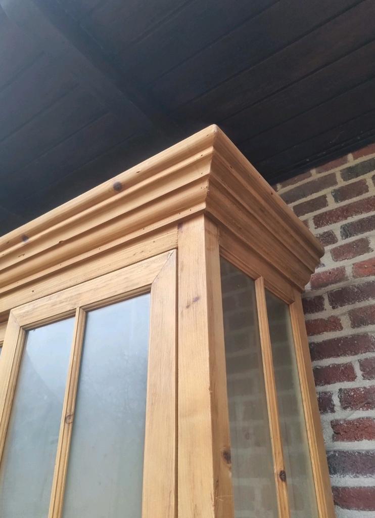 Teak vitrinekast/buffetkast GRATIS LEVERING, Huis en Inrichting, Ophalen, 200 cm of meer, Indo., Teakhout