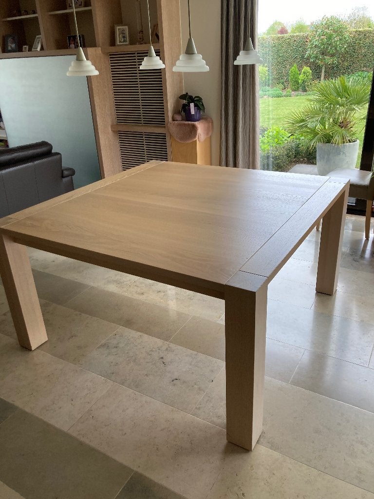 Massief eiken tafel 150cm x 150cm, 100 à 150 cm, Carré, 100 à 150 cm, Enlèvement