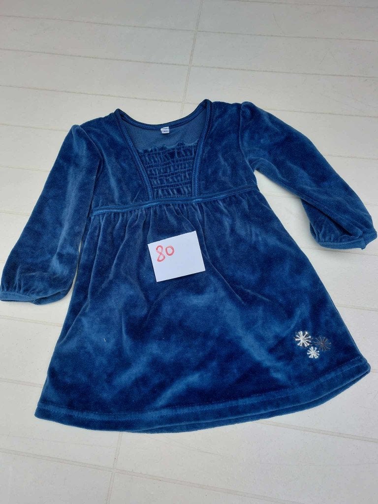 Kleed maat 80 blauw fluweel, Ophalen, Zo goed als nieuw, Meisje, Jurkje of Rokje