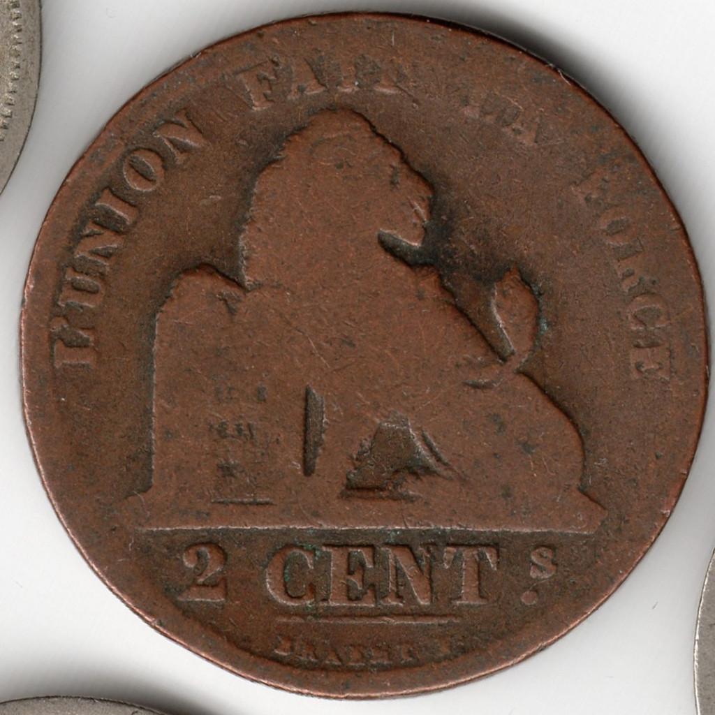 Belgique : 2 Centimes 1871 Morin 208 Ref 12741, Enlèvement ou Envoi, Métal, Monnaie en vrac