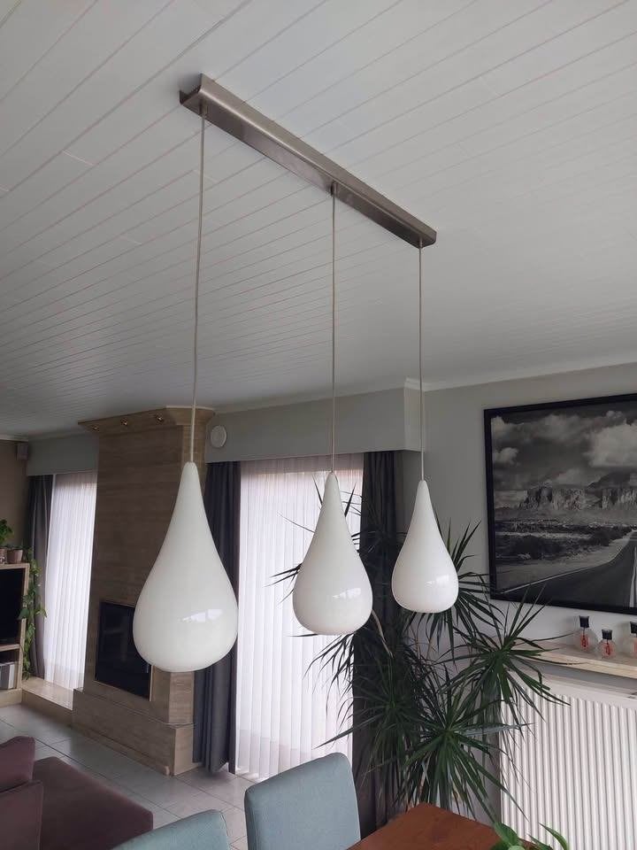 hang lampen in druppel vorm van wit glas, Ophalen, Zo goed als nieuw, Glas, E27 (groot)