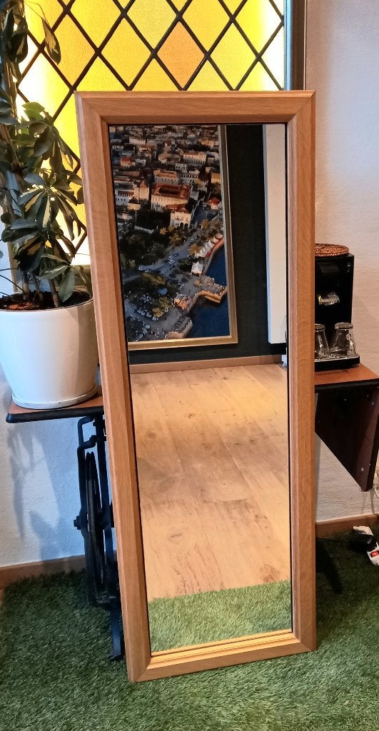 Grote Massieve Passpiegel / Wandspiegel 140 x 50 cm, Ophalen, 100 tot 150 cm, Zo goed als nieuw, Rechthoekig