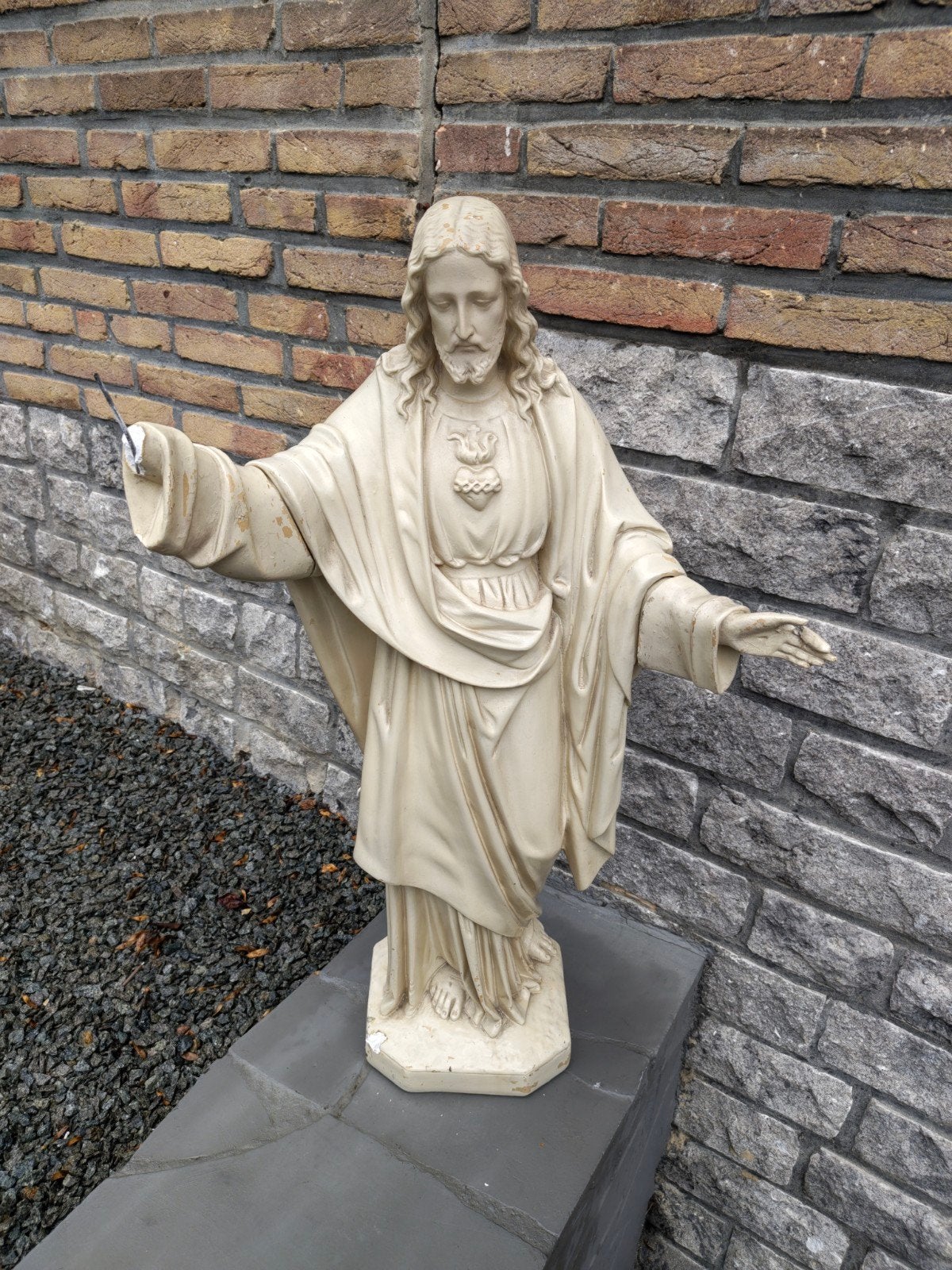très grande statue de Jésus en plâtre ancienne (86 cm)., Enlèvement
