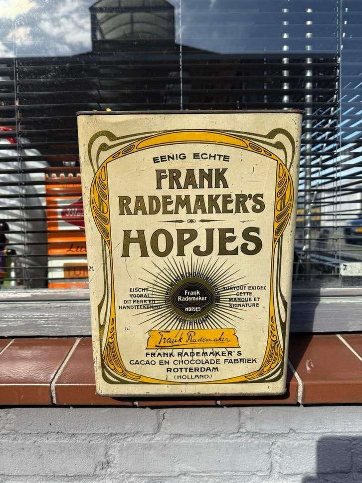 Vintage Frank Rademaker's Hopjes Blik - Art Nouveau, Verzamelen, Blikken