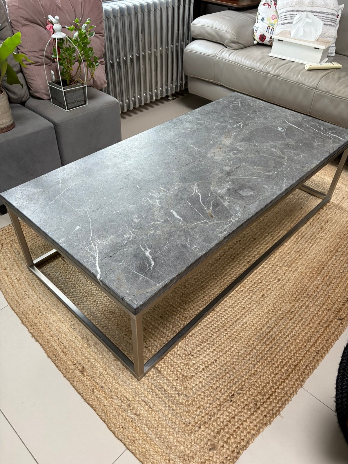 marmeren woonkamertafel, Ophalen, Gebruikt, 100 tot 150 cm, 50 tot 100 cm