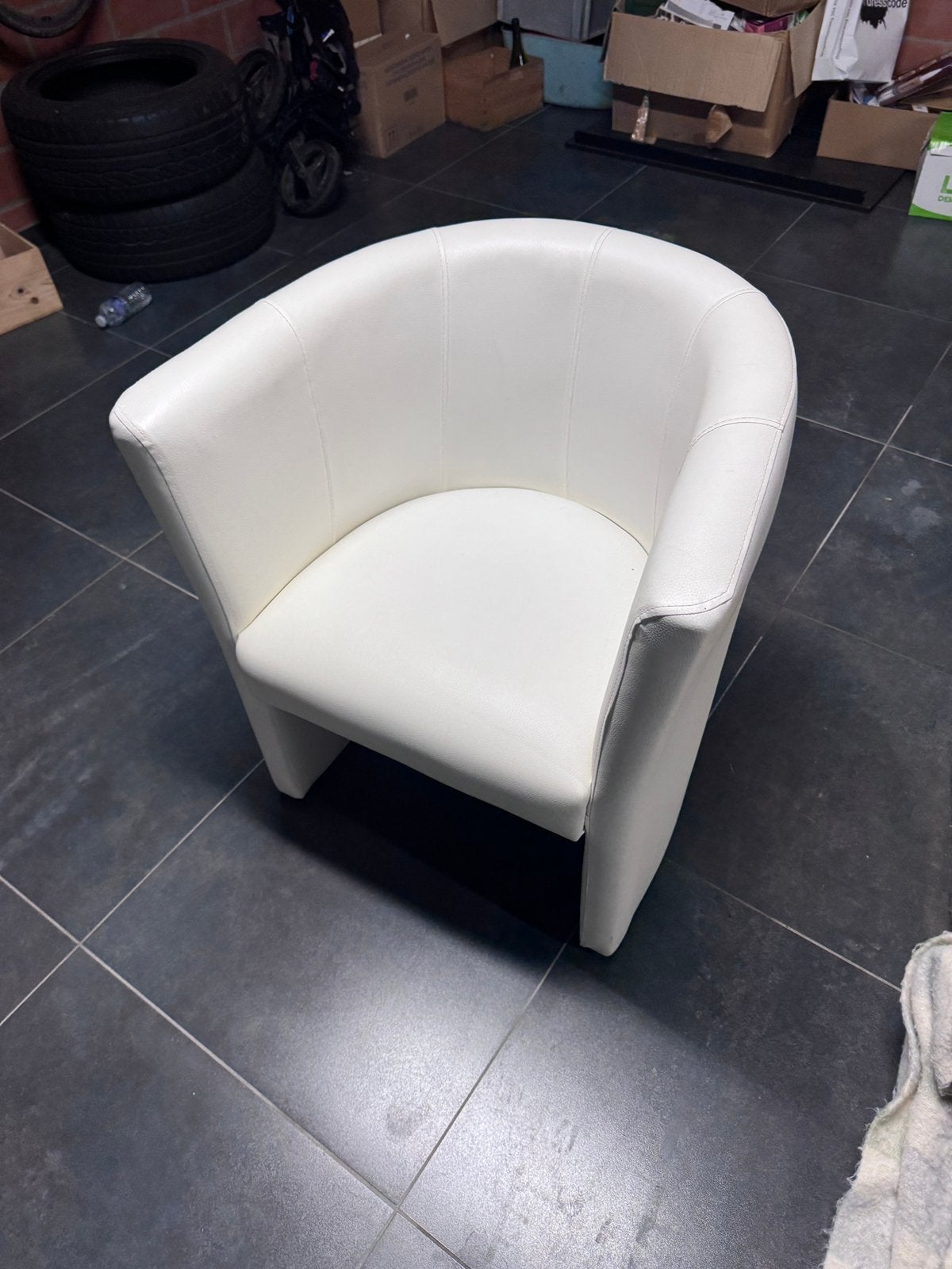 Leren zetel, Ophalen, Wit, Zo goed als nieuw, 50 tot 75 cm