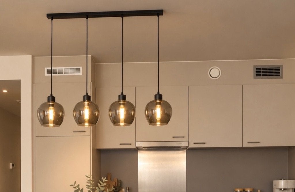 4-lichts hanglamp, Ophalen, Nieuw, Industrieel, E27 (groot)