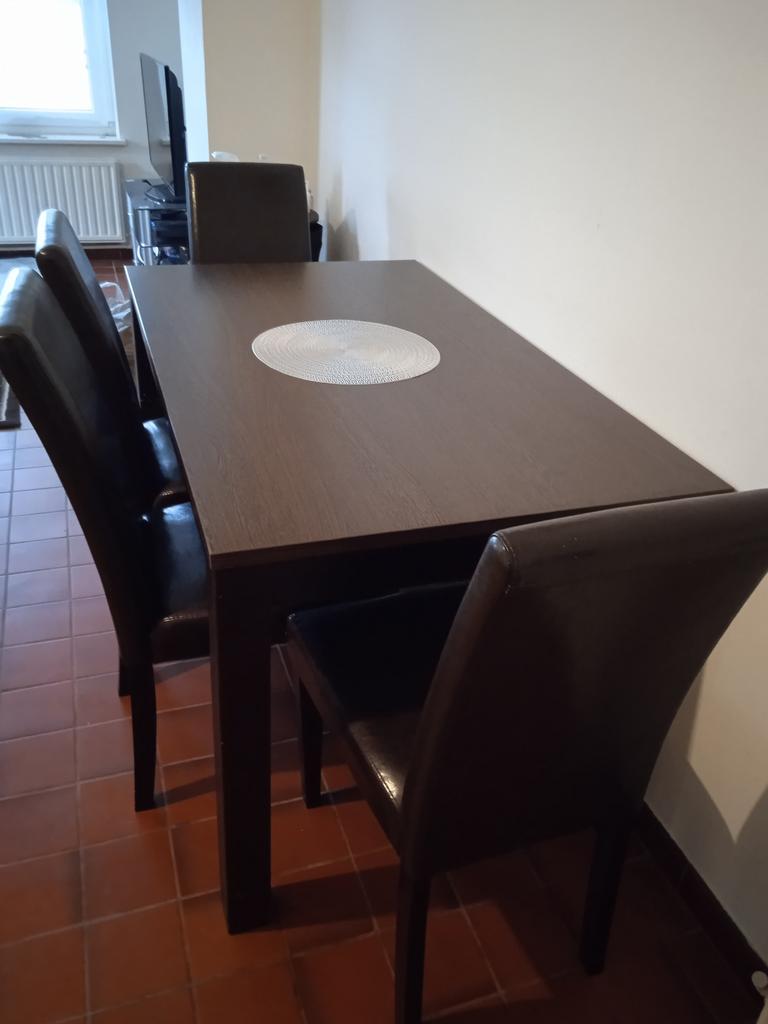 4 chaises de salle à manger en bon état - cuir marron foncé, Enlèvement, Comme neuf, 4 à 6 chaises