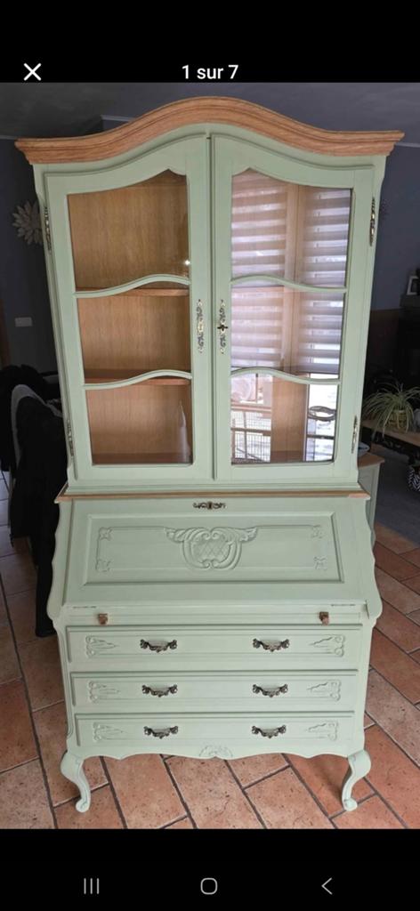 Superbe secrétaire stylé patine Liberon vert de gris, Maison & Meubles