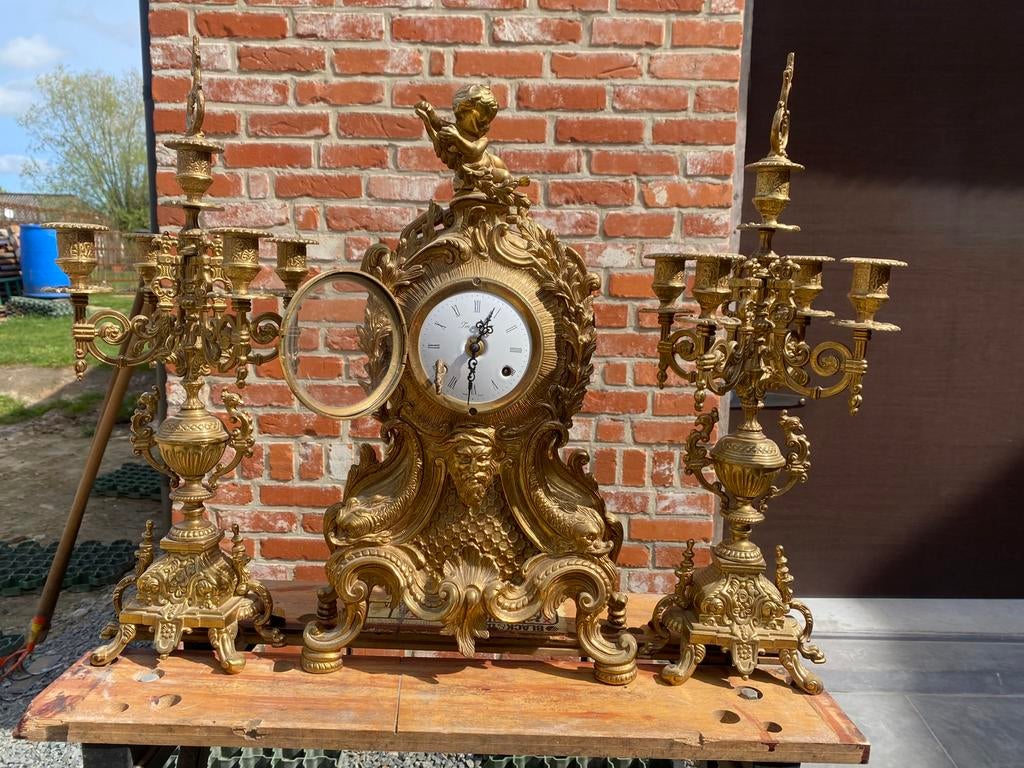 Schouwgarnituur + schilderijen, Antiek en Kunst, Ophalen
