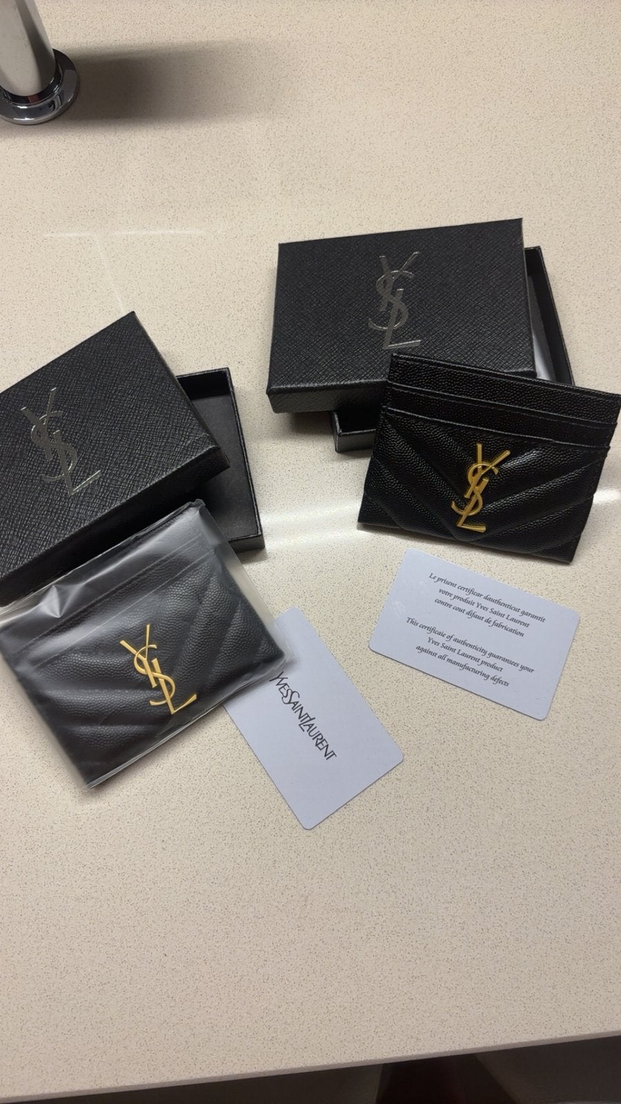 Titulaires de cartes YSL, Envoi, Neuf, Noir, Cuir
