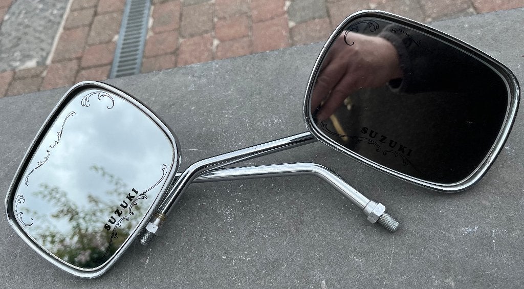 Suzuki GS retro/oldtimer spiegels, spiegelglas is 100% OK, Motoren, Ophalen