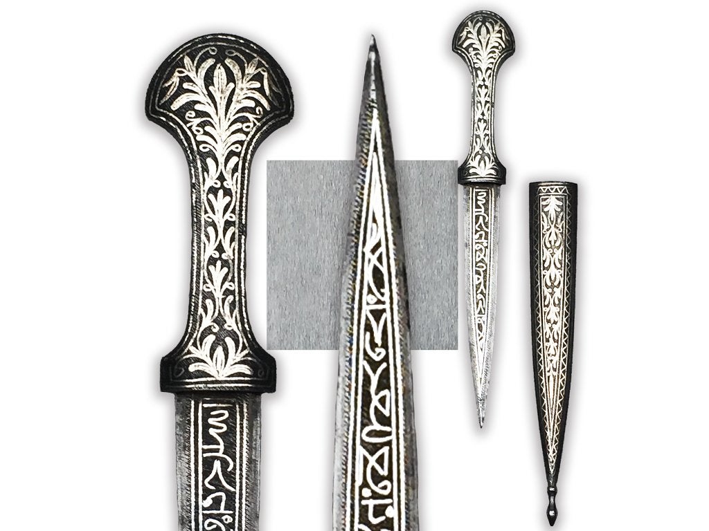 🚨Zeldzame KHANDJAR DAGGER gegraveerd SILVER XIX Original, Ophalen of Verzenden, Landmacht, Mes of Dolk