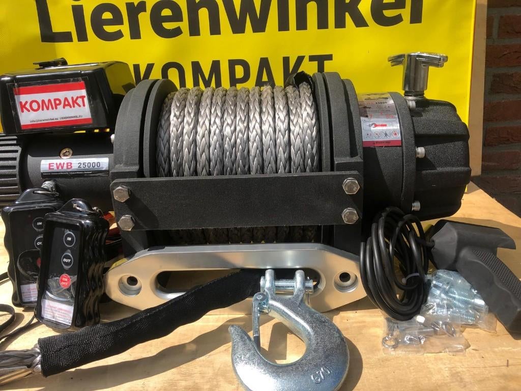 Elektrische Lier 24 V 11,4 ton KOMPAKTrunva 26m 14mmdyneema, Ophalen of Verzenden