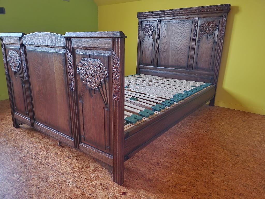 Bed 1,20m breed, Ophalen, Bruin, Zo goed als nieuw, Twijfelaar