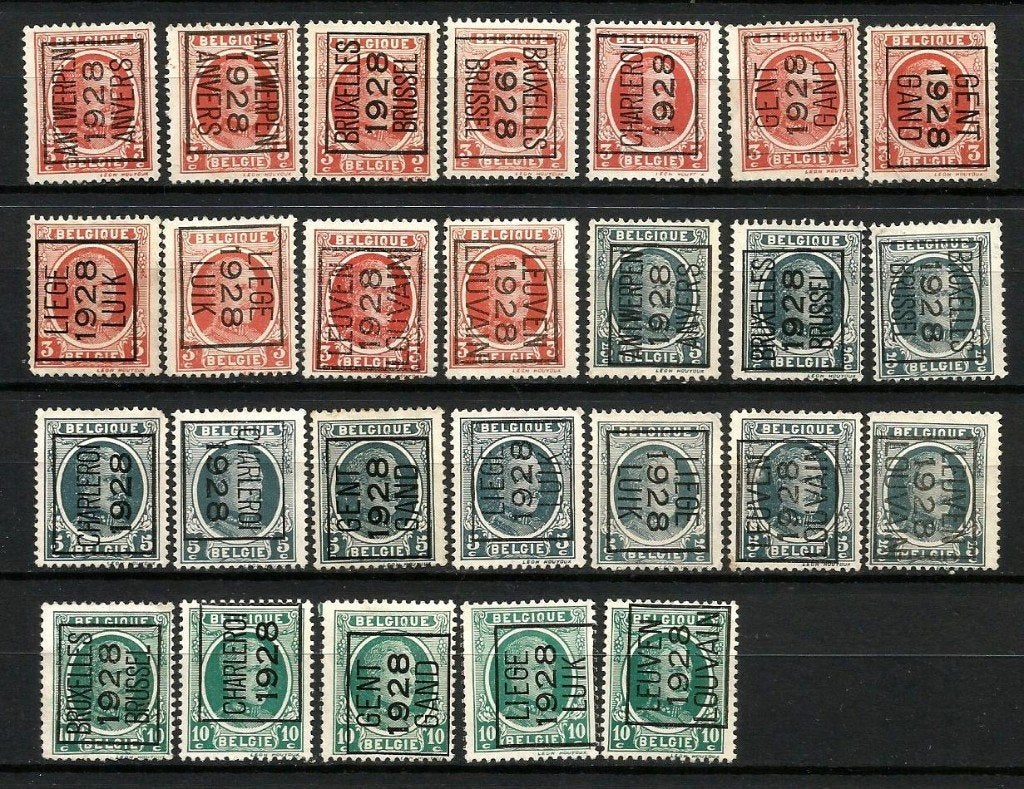 1928 Voorafstempeling op “Houyoux” OBP PRE 165/182, Postzegels en Munten, Met stempel, Koninklijk huis, Ophalen of Verzenden, Gestempeld