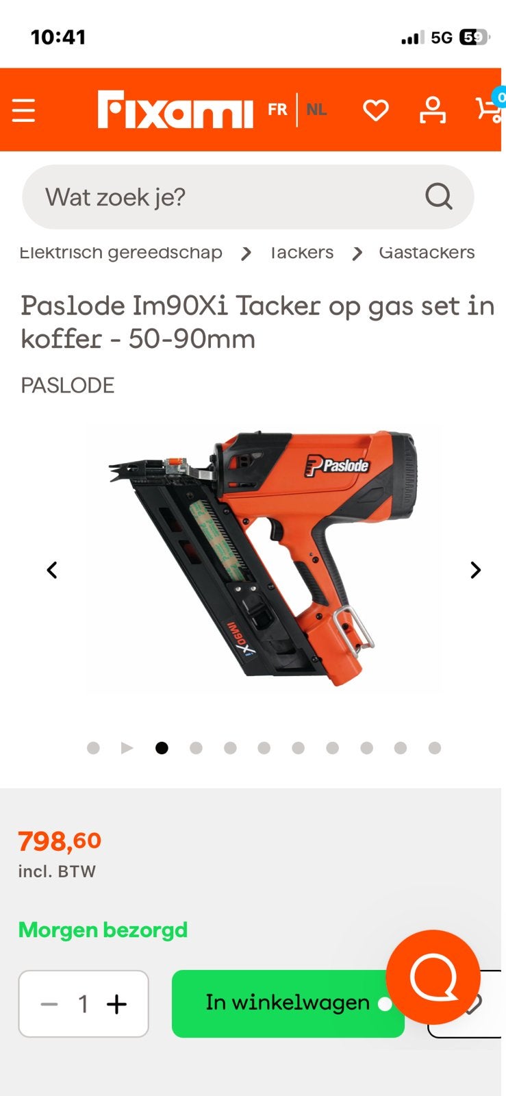 Paslode mi 90, Ophalen, Gebruikt