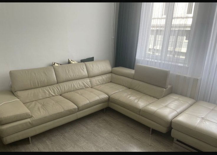 Leren zetel met poef, Enlèvement, Comme neuf