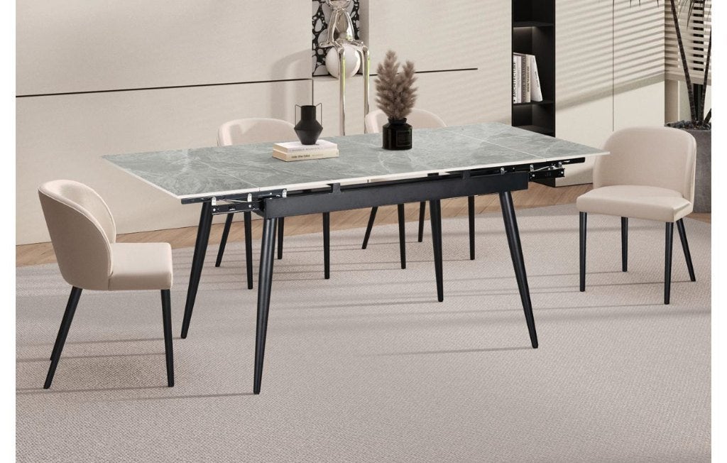 Uitschuifbare eettafel Hero 120-180 cm Steen grijs -nieuw, Huis en Inrichting, Verzenden, Nieuw, Metaal