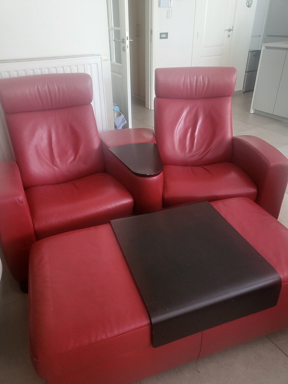 stressless 2 zit  en poef met opbergruimte, Huis en Inrichting, Ophalen, Zo goed als nieuw, Hout, Modern