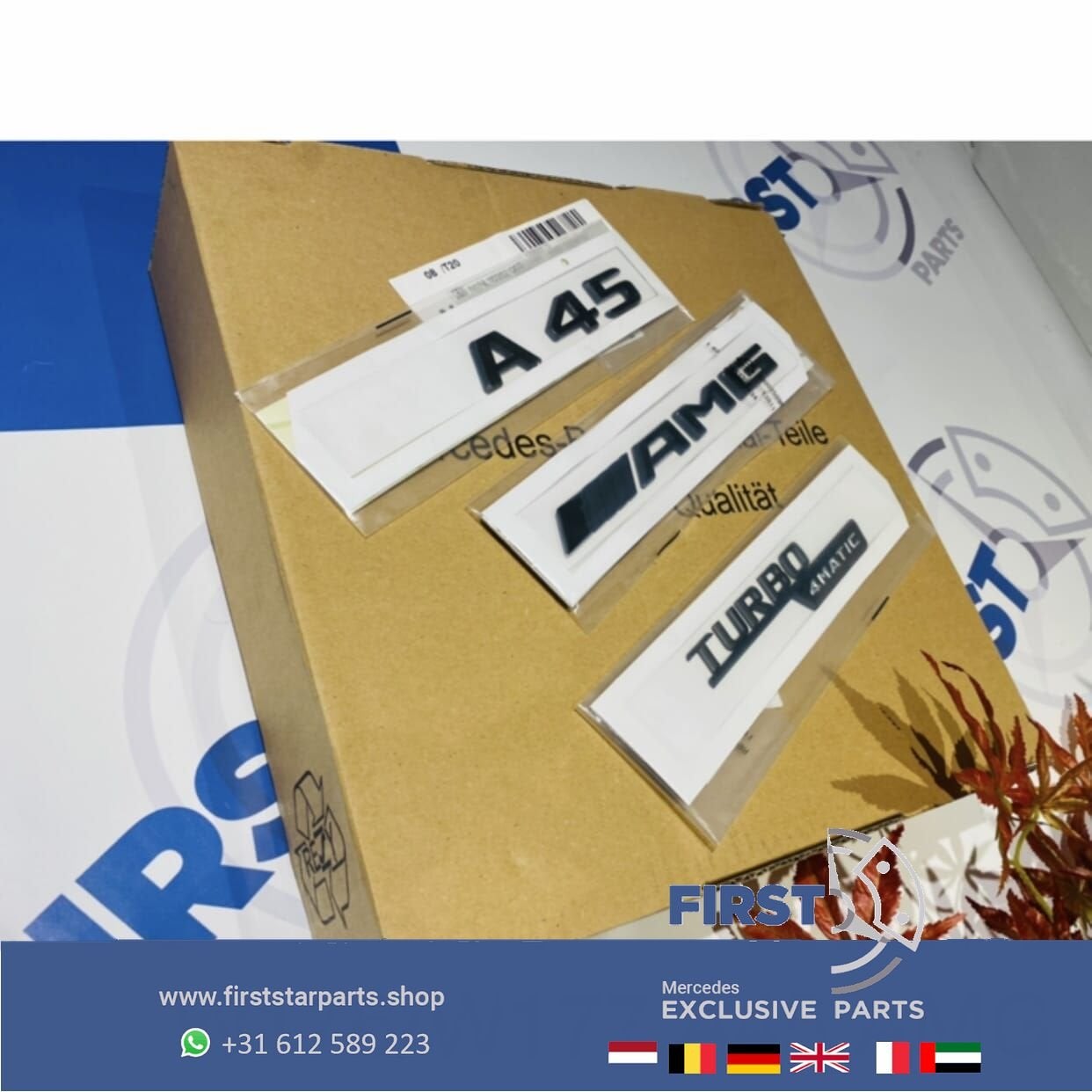 W176 W177 A45 AMG LOGO SET ZWART EMBLEMEN Mercedes A KLASSE, Gebruikt, -, Ophalen of Verzenden, -