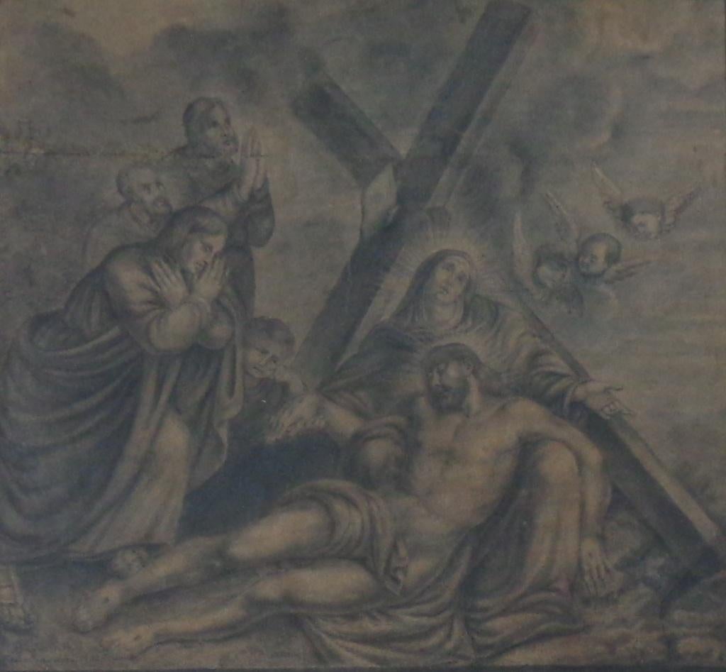 ACADEMIE DE LOUVAIN / BEWENING CHRISTUS / ORIGINEEL 46x49cm, Ophalen of Verzenden