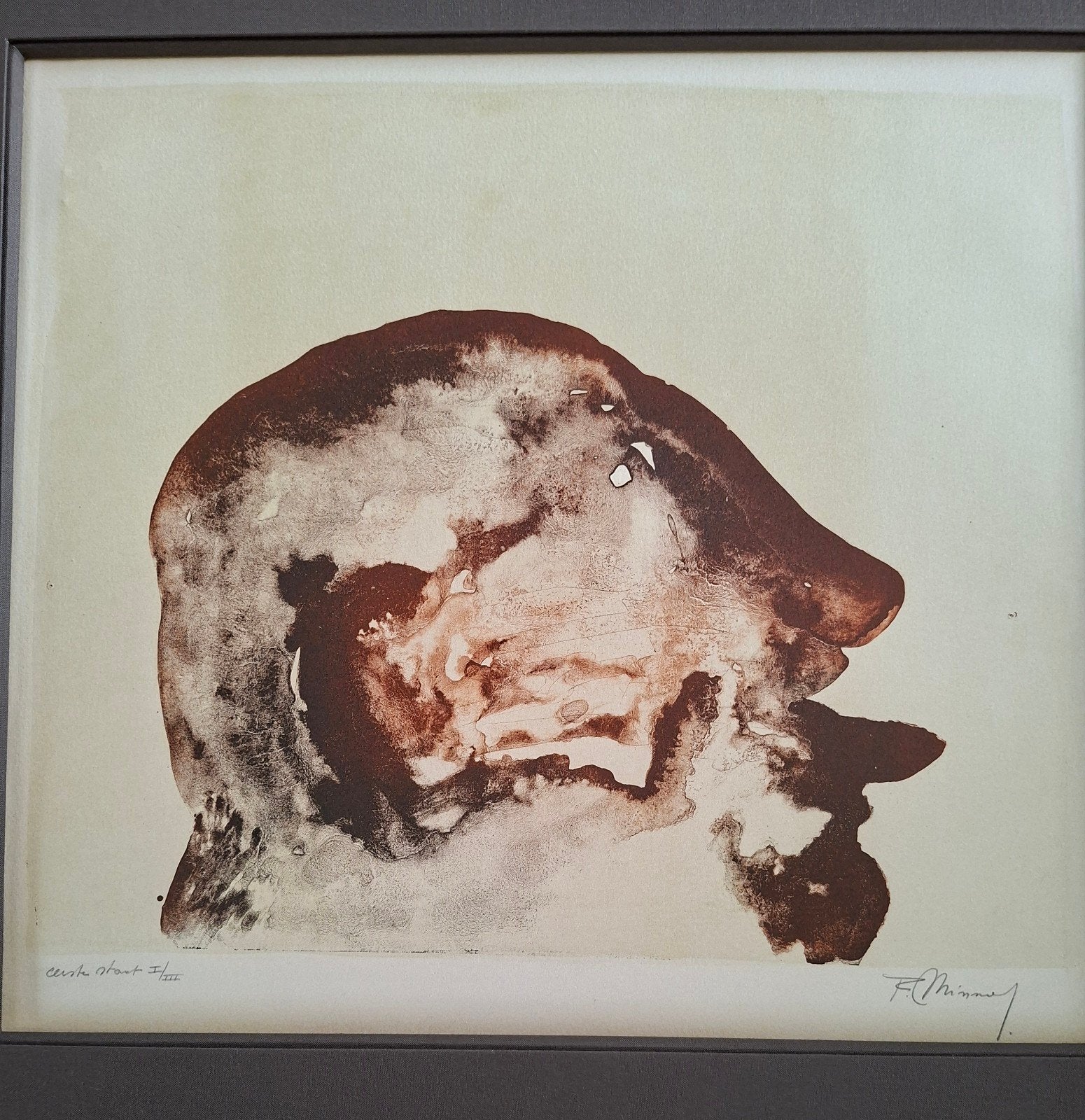 MINNAERT Frans "Manshoofd" kleurlitho, Antiek en Kunst, Ophalen of Verzenden
