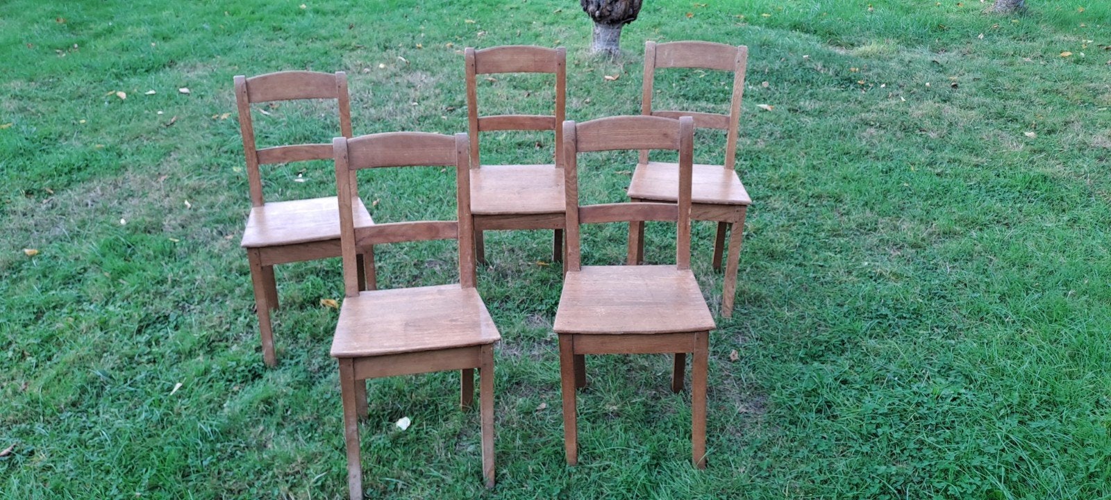 5 anciennes chaises de Herve, Maison & Meubles, Brun, Enlèvement, Bois, Cinq, Six Chaises ou plus