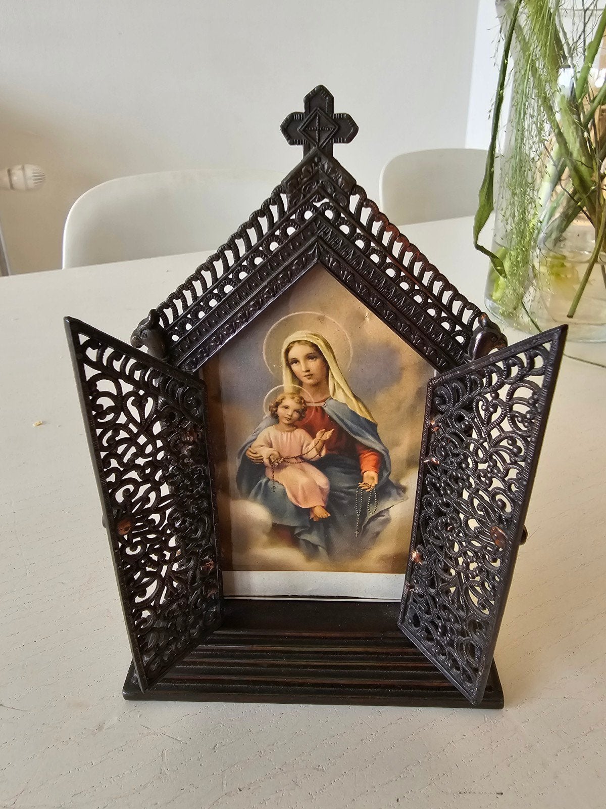 antiek religieus drieluik reisaltaar, Ophalen of Verzenden