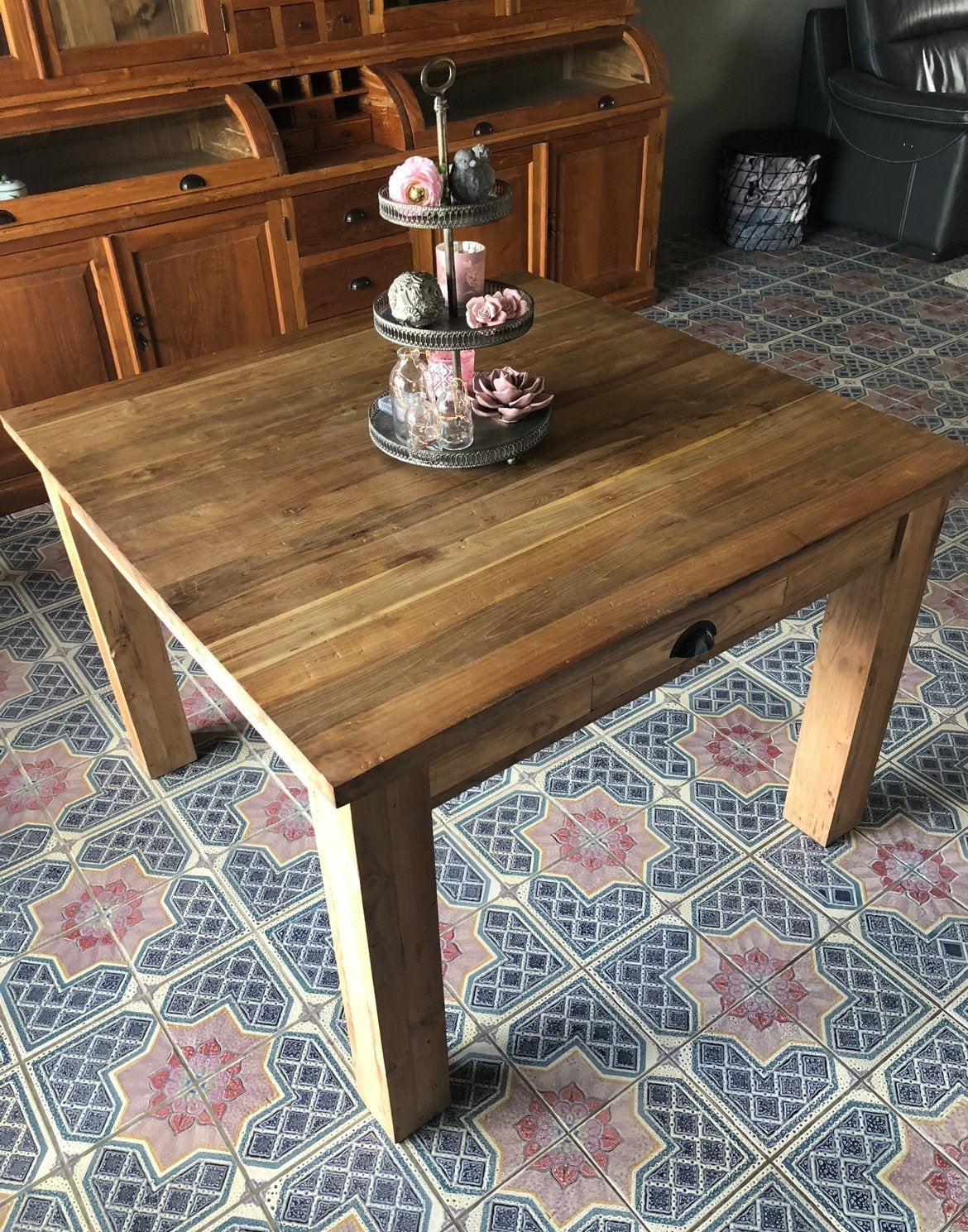 Teak tafel, Enlèvement, Comme neuf, Teck