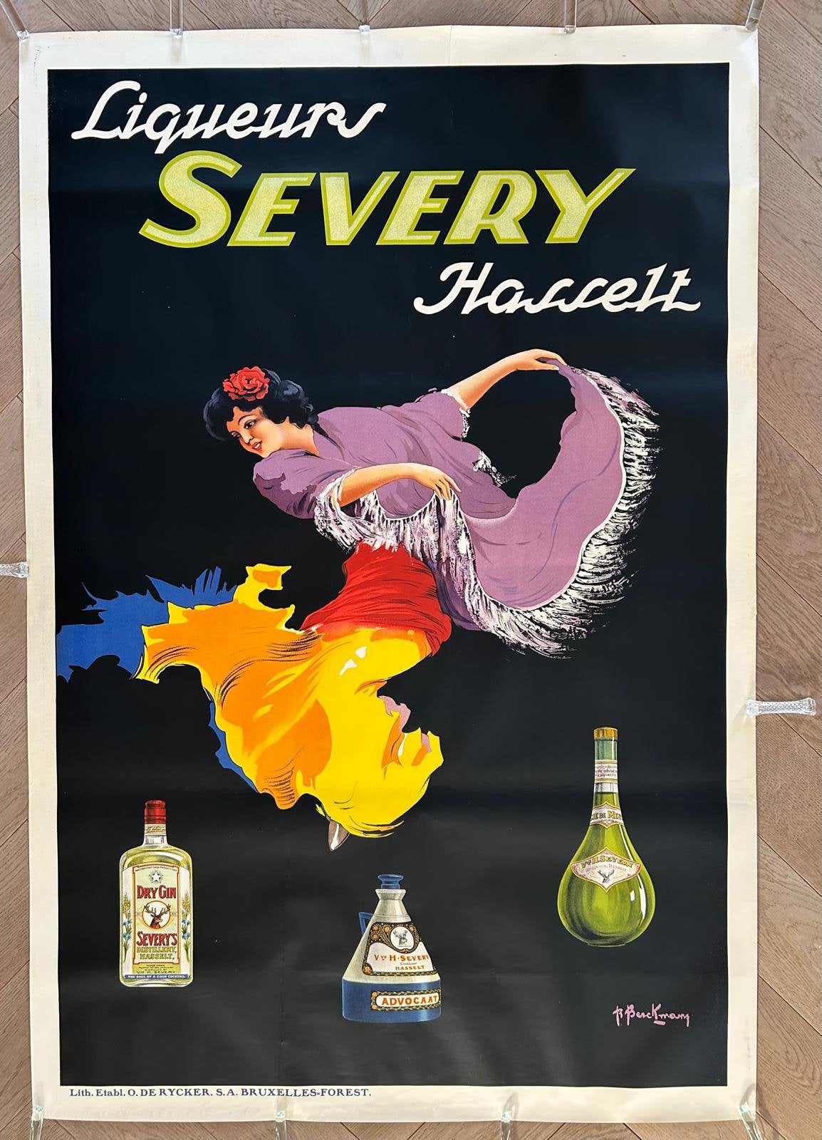 Vintage Liqueurs Severy Hasselt Reclame Poster, Ophalen of Verzenden