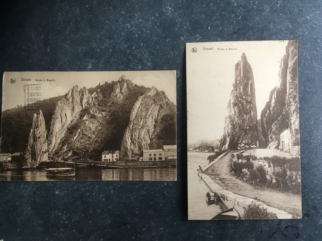 2 postkaarten Dinant - Bayard rots, Ophalen of Verzenden, Namen