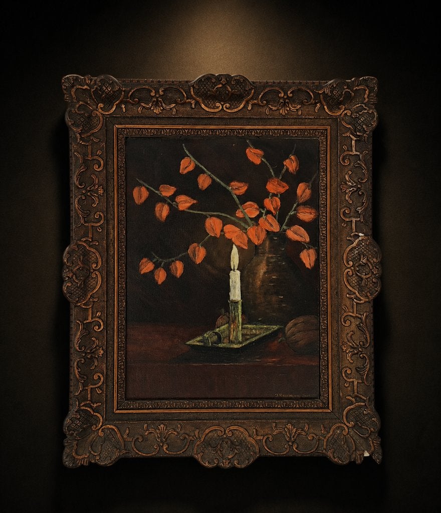Last Light, Antiek en Kunst, Bloemen, Doek, Realistisch, Bijzondere lijst