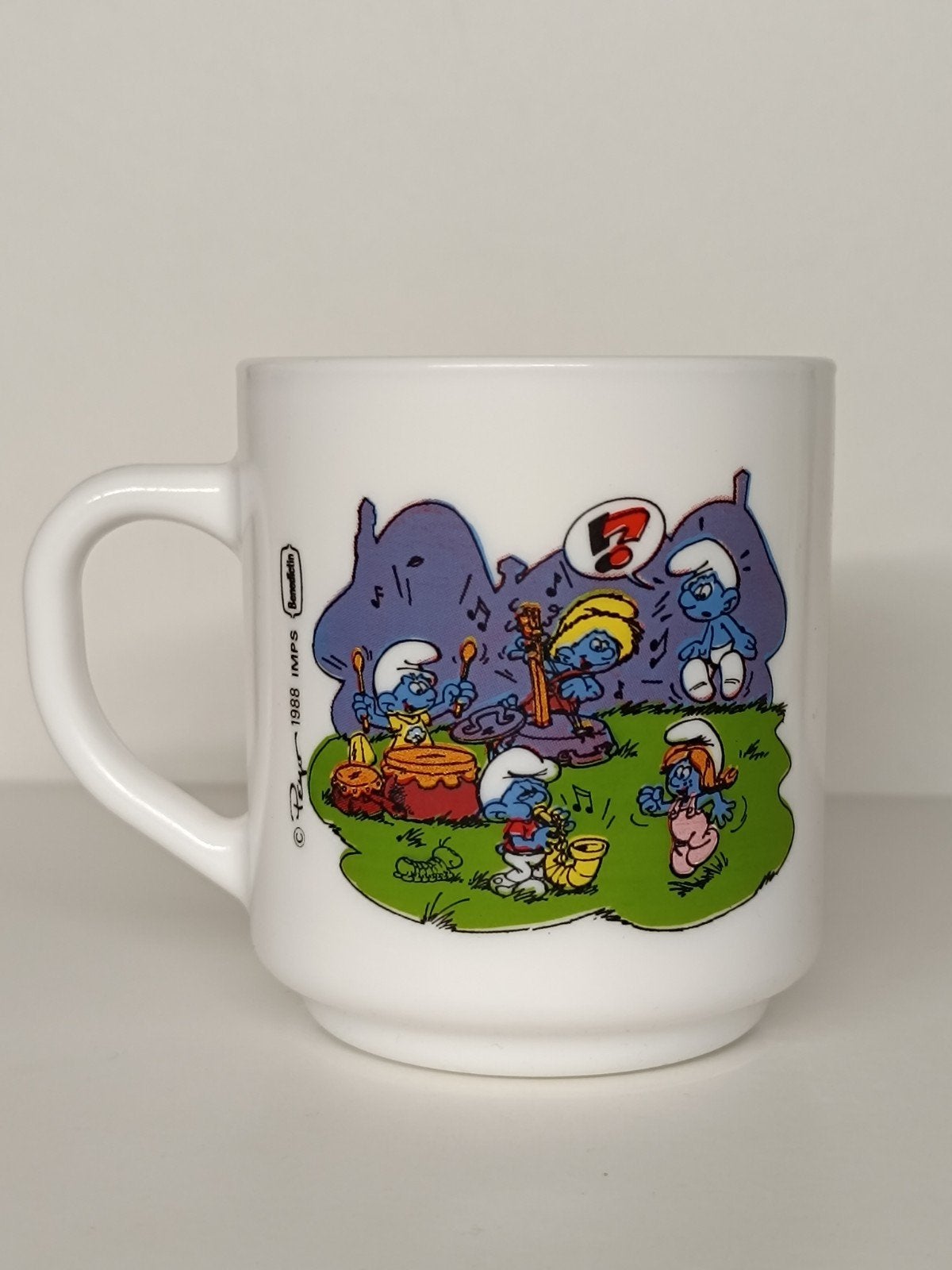 Smurfen Peyo Arcopal Benedictin 1988 vintage mok, Verzamelen, Smurfen, Ophalen of Verzenden