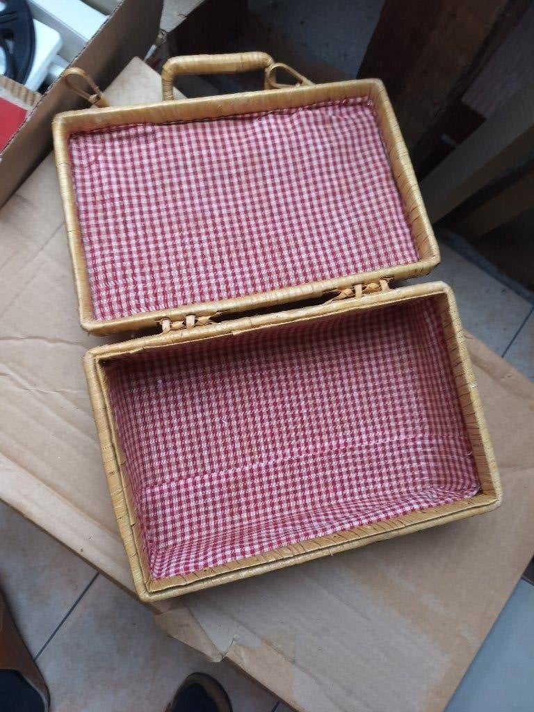 Vintage Rieten Picknickkoffer, Ophalen of Verzenden, Gebruikt