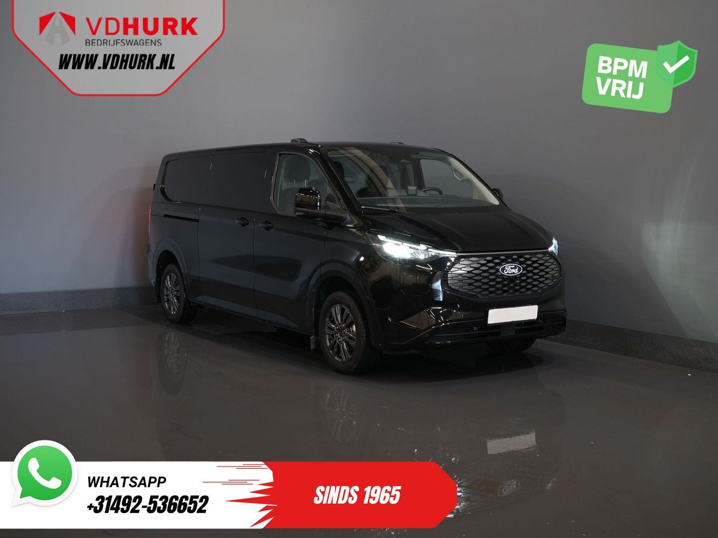 Ford E-Transit Custom 218 pk 330 km WLTP L2 Limited 2x Elek., Auto's, Automaat, Zwart, Ford, Onderhoudsboekje