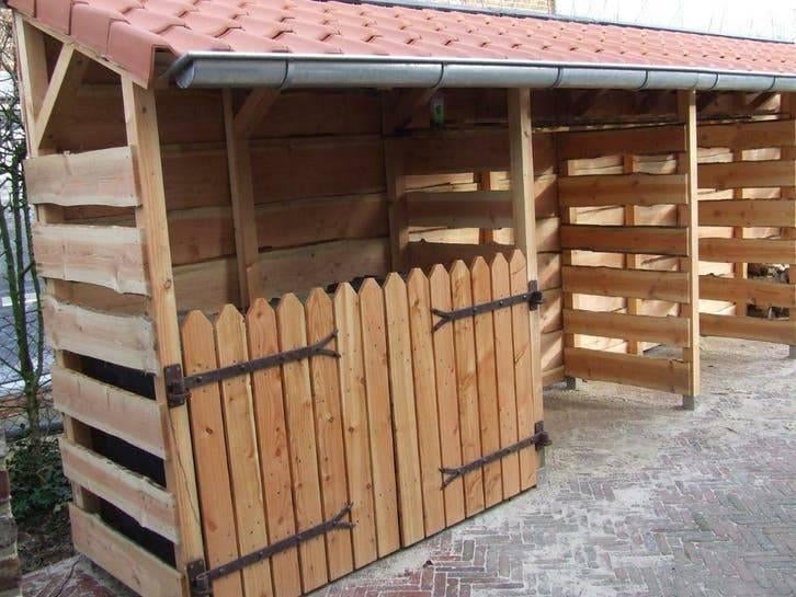 Rangement en bois et auvent pour bois de chauffage et, Jardin & Terrasse, Stockage & Armoires de jardin, Enlèvement ou Envoi