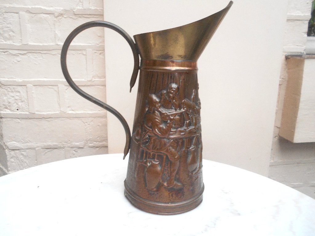 ancienne cruche en cuivre et laiton, Enlèvement ou Envoi, Cuivre