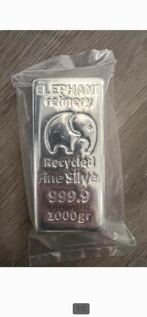 Zilver baar elephant, Postzegels en Munten, Edelmetalen en Baren, Ophalen, Zilver