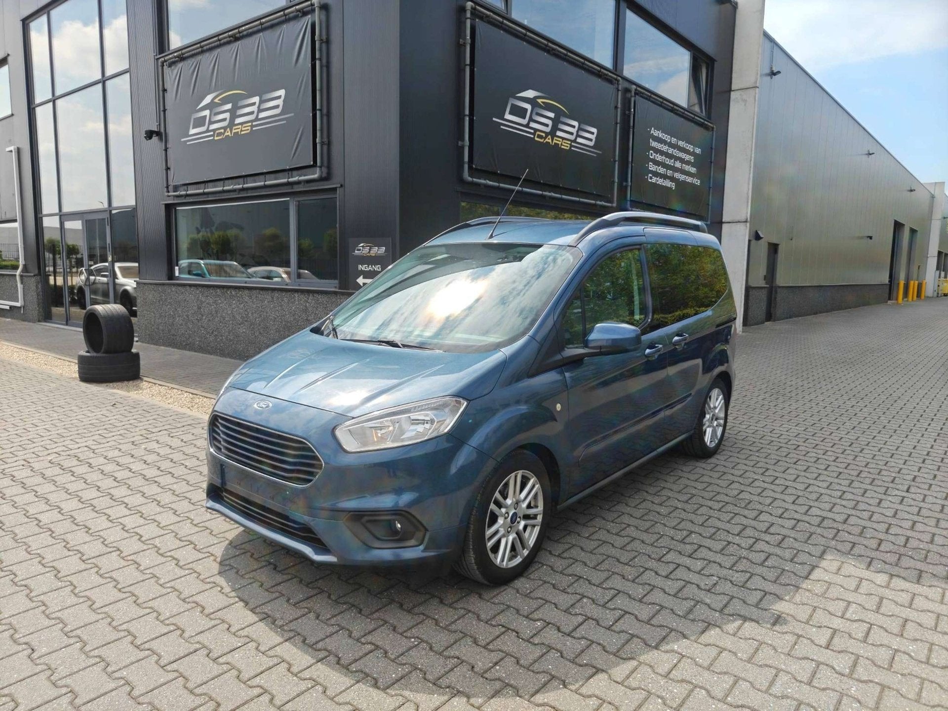 Ford Tourneo Courier 1.0 5-zit/Airco/Trekhaak/16"/Cruise, Stof, Gebruikt, Blauw, Bedrijf