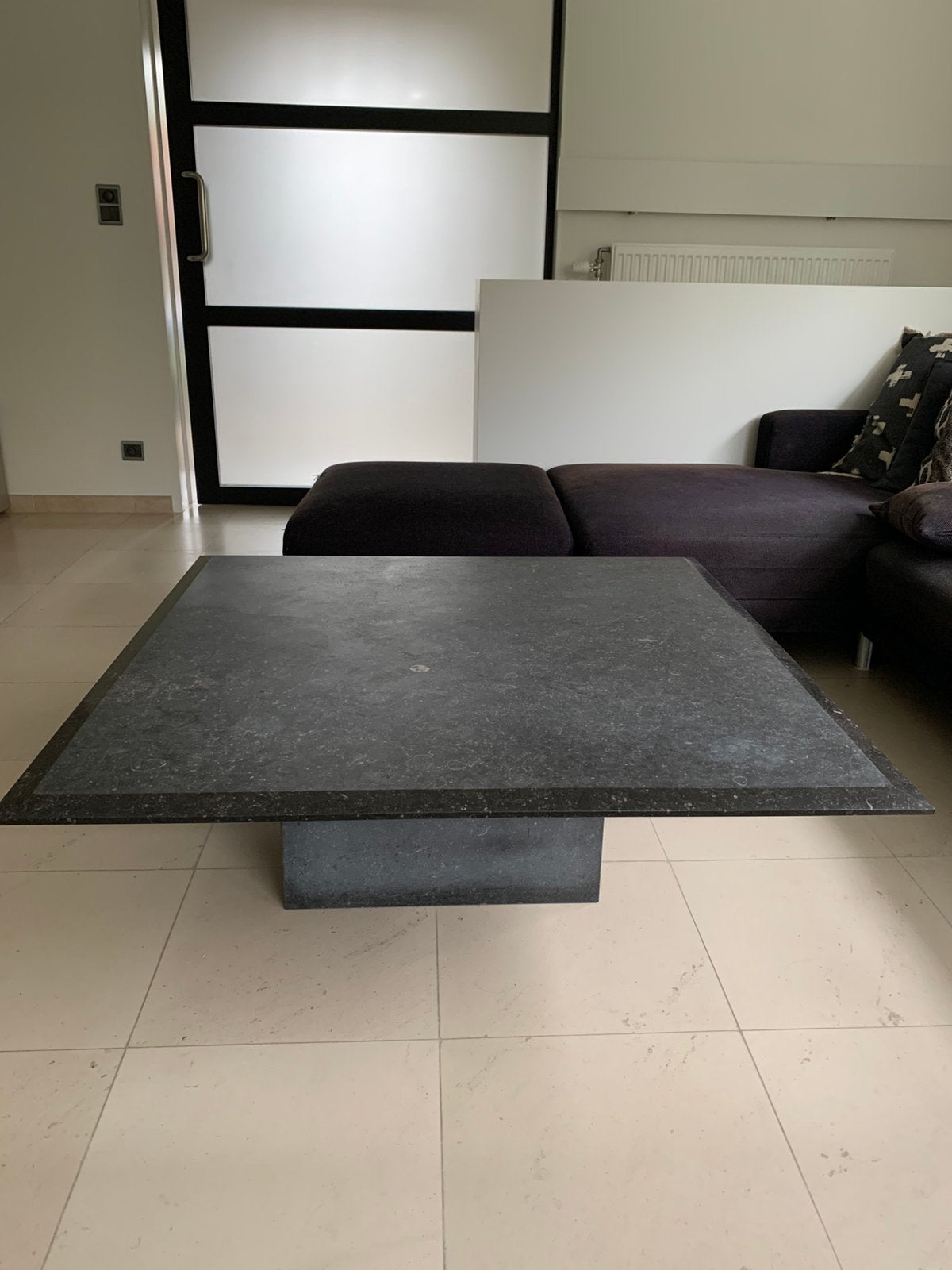 Salontafel in blauwsteen (110 x110 cm), Ophalen, Overige materialen, Gebruikt, Vierkant