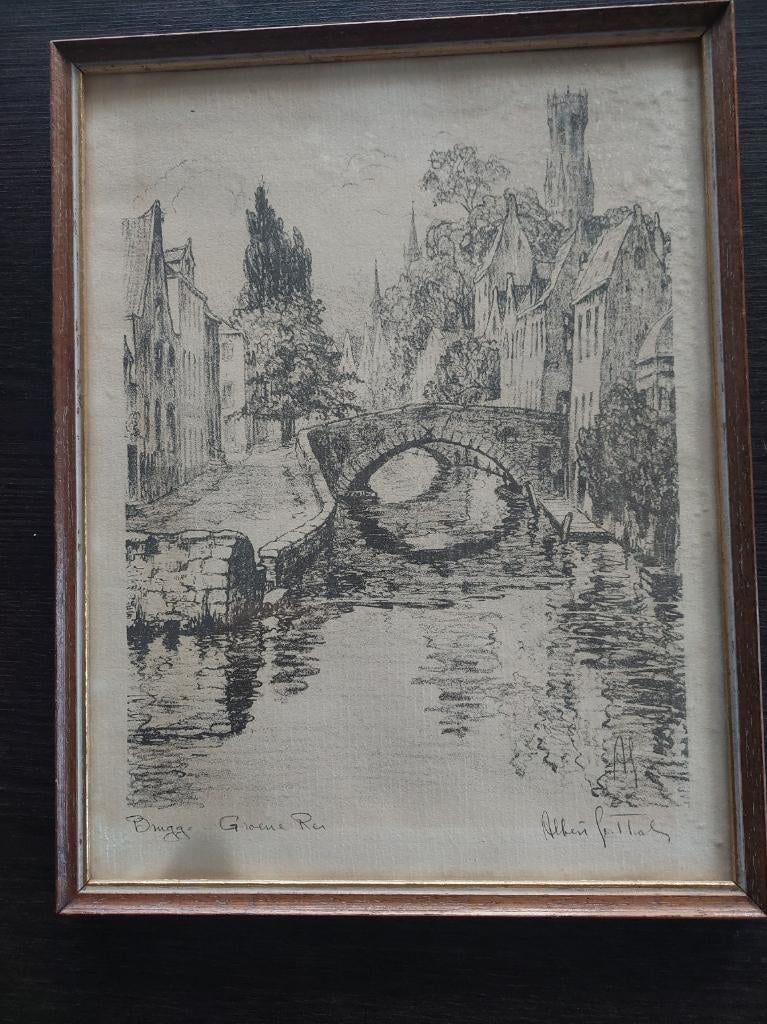 Lithografie van Albert Goethals, Antiek en Kunst, Ophalen of Verzenden