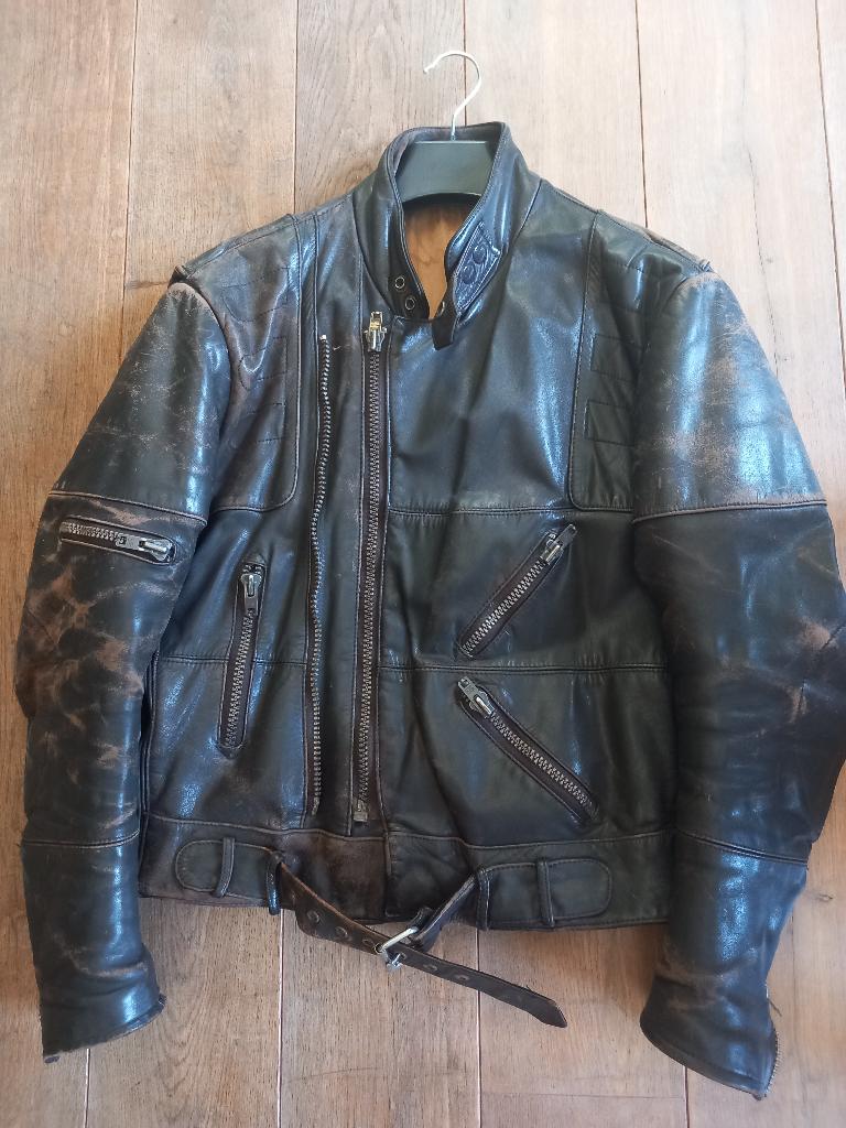 vintage lederen motorvest, Ophalen, Tweedehands, Dames, Jas | leer